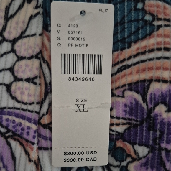 New Anthropologie Floral Corduroy Skirt in Cream and Purple Size XL - Picture 7 of 7